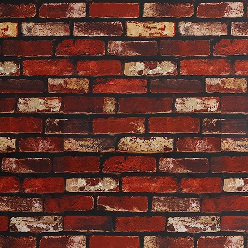 Photo 1 of -Anmon Red Brick Wallpaper Peel and Stick 3D Faux Brick Panels 17.7" x 118" Self Adhesive