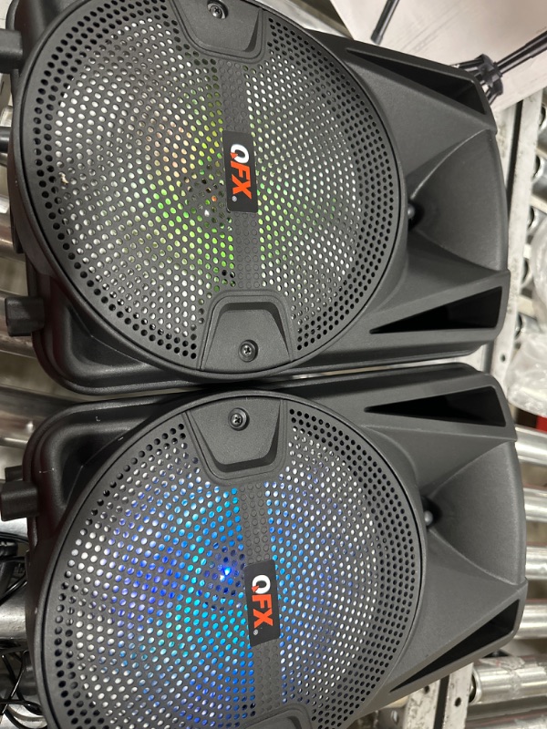 Photo 1 of PBX-800TWS 8-Inch Bluetooth Stereo PA System Comes with 2X 8 Speakers and 2X Stands, 2X Microphones, and a Remote Control