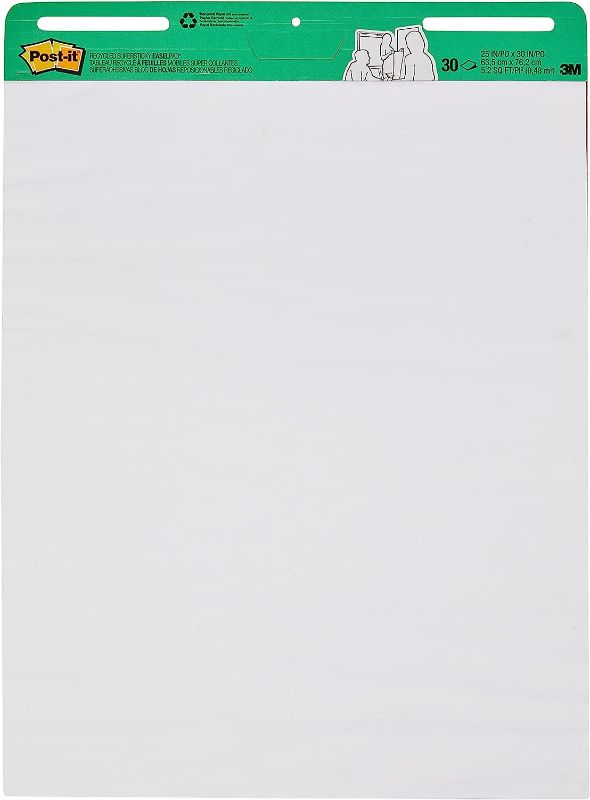 Photo 1 of 3M Easel Pad Recycled 25 in x 30 in 30shts/pd, White
