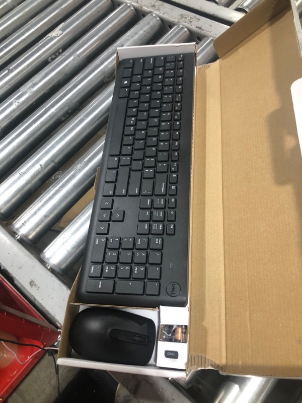 Photo 1 of Dell Wireless Keyboard and Mouse - KM3322W, Wireless - 2.4GHz, Optical LED Sensor, Mechanical Scroll, Anti-Fade Plunger Keys, 6 Multimedia Keys, Tilt Leg - Black