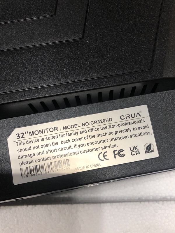 Photo 6 of CRUA 32 inch 165Hz Curved Gaming Monitor,1800R Display,1ms(GTG) Response Time,Full HD 1080P for Computer,Laptop,ps4,Switch,Auto Support Freesync and Low Motion Blur,DP,HDMI Port-Black(Support VESA) 32 ” Curved FHD 165HZ