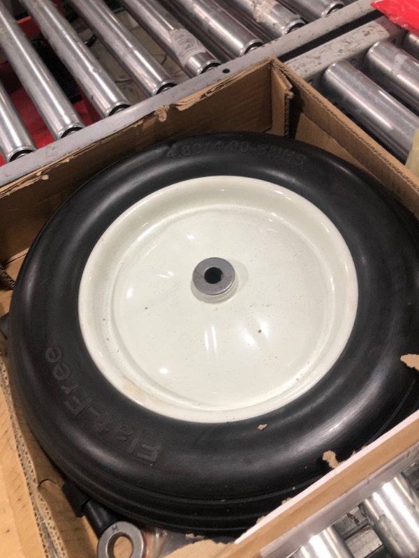 Photo 2 of 4.80/4.00-8" Flat Free Tire and Wheel,16" Universal Solid Replacement Wheelbarrow Wheel,Steel Rim with 5/8" & 3/4" Bearing and 3"- 6"Center Hub, for Wheelbarrow,Garden and Utility Carts,Trolleys,Wagon