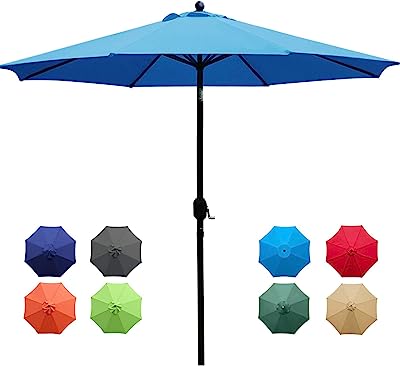 Photo 1 of  9FT Patio Umbrellas, Outdoor Patio Table Umbrella with Tilt Adjustment and Crank Lift System for Ourdoor Patio, Lawn, Backyard, Pool, Market