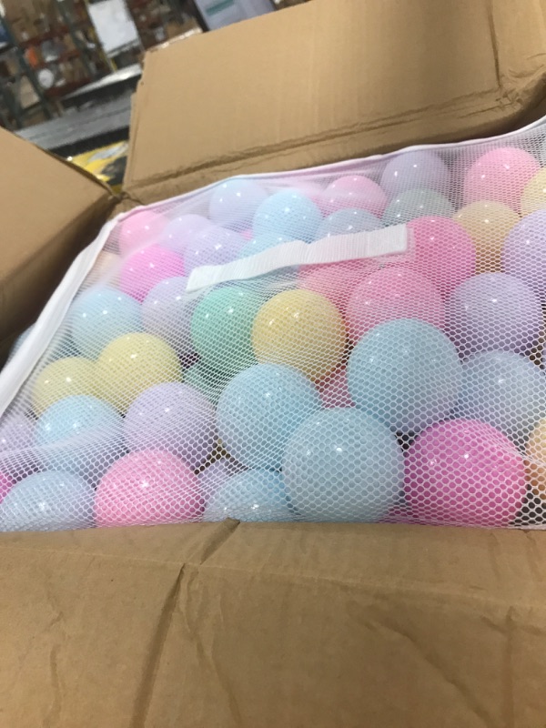 Photo 1 of Amazon Basics BPA Free Crush-Proof Plastic Ball Pit Balls with Storage Bag, Toddlers Kids 12+ Months, 6 Pastel Colors - Pack of 400 6 Pastel Colors 400 Balls