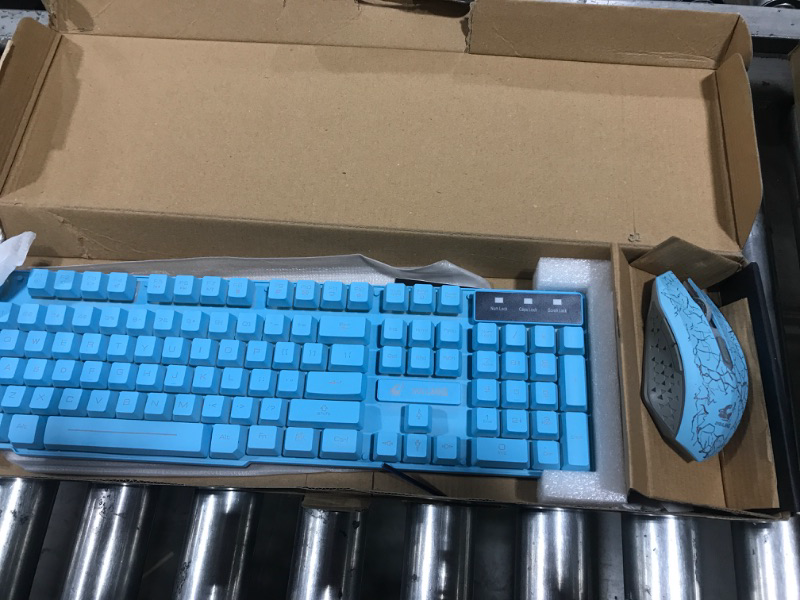 Photo 1 of Wireless Gaming Keyboard and Mouse Combo with Rainbow LED Backlit Rechargeable 3800mAh Battery Mechanical Feel,7 Color Gaming Mouse,Mouse Pad for Windows PC Gamers(Black) Black Rainbow