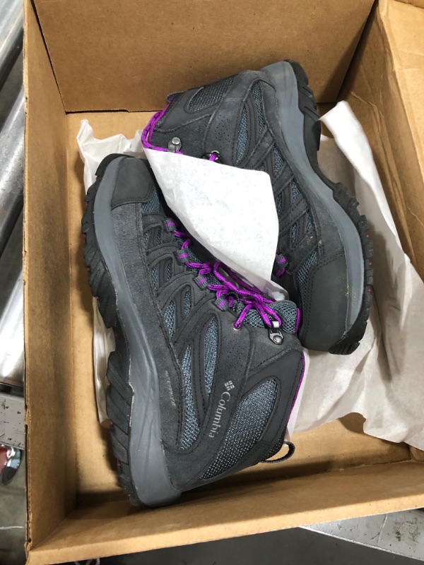 Photo 1 of Columbia Women's Crestwood Mid Waterproof Hiking Shoe 9 Wide Graphite, Bright Plum