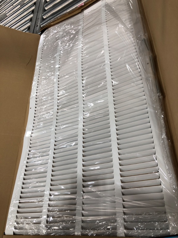 Photo 2 of 30"w X 10"h Steel Return Air Grilles - Sidewall and Ceiling - HVAC Duct Cover - White [Outer Dimensions: 31.75"w X 11.75"h] 1 Count (Pack of 1) White