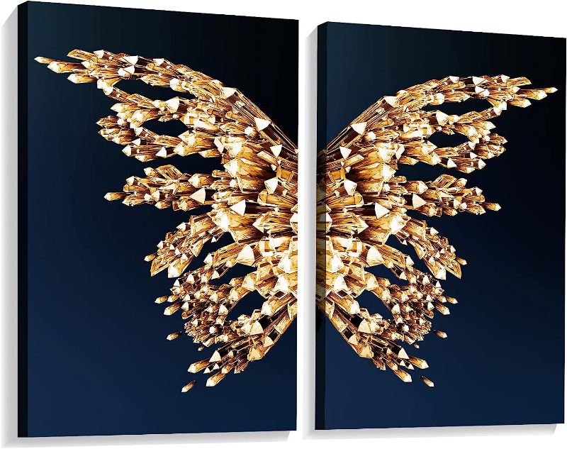 Photo 1 of AGO Butterfly Wall Art,Butterfly Pictures Wall Decor,Abstract Butterfly Wall Decor,Golden Butterfly Posters Canvas Prints for Living Room Bedroom Office Wall Decorations Framed 16X24in