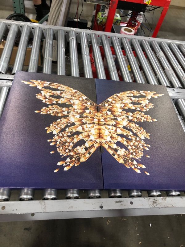 Photo 1 of AGO Butterfly Wall Art,Butterfly Pictures Wall Decor,Abstract Butterfly Wall Decor,Golden Butterfly Posters Canvas Prints for Living Room Bedroom Office Wall Decorations Framed 16X24in