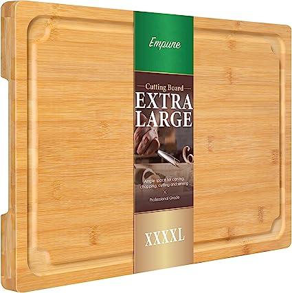 Photo 1 of 30 x 20 Extra Large Cutting Board, Turkey Carving Board Bamboo Meat Cutting Boards for Kitchen with Juice Groove and Handles Heavy Duty Charcuterie Board, 4XL, Empune