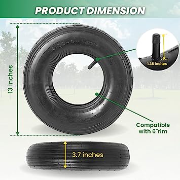 Photo 1 of 1 Set) 13x4.00-6 Replacement Pneumatic Tire