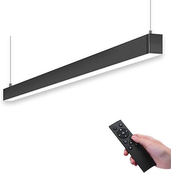 Photo 1 of Barrina LED Linear Light with Remote Control, 4Ft Seamless Connection Suspended Light, 3000K 4000K 6000K Color Changing, Stepless Dimmable Linkable LED Shop Light for Office, ETL Listed, 5566 Series
