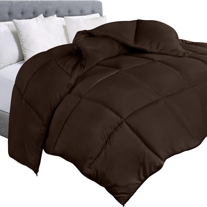 Photo 1 of  Comforter Duvet Insert - Quilted Comforter with Corner Tabs - Box Stitched Down Alternative Comforter (Twin, Chocolate/Brown)

