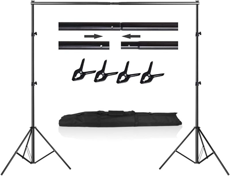 Photo 1 of HYJ-INC Photo Video Studio Photography Backdrop Stand, 6 x 6 ft Adjustable Photo Background Holder, Back Drop Banner Stand Support System Kit with Carry Bag
