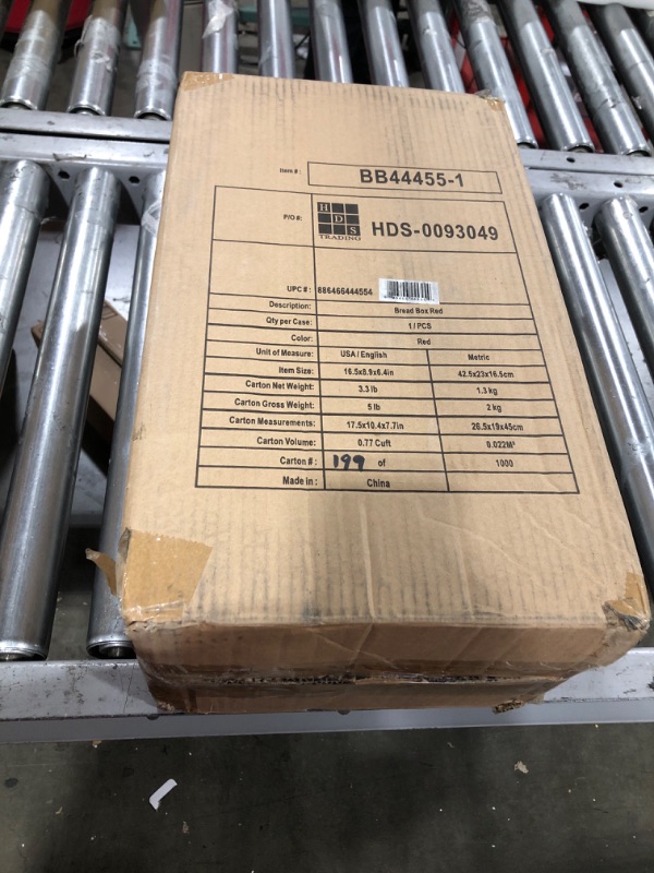 Photo 1 of Home Basics Red Bread Box | 4 Piece Glass Canister Cylinder Set with Clear Window | Cast Iron Fleur De Lis Trivet | Red | Makes a Great Gift