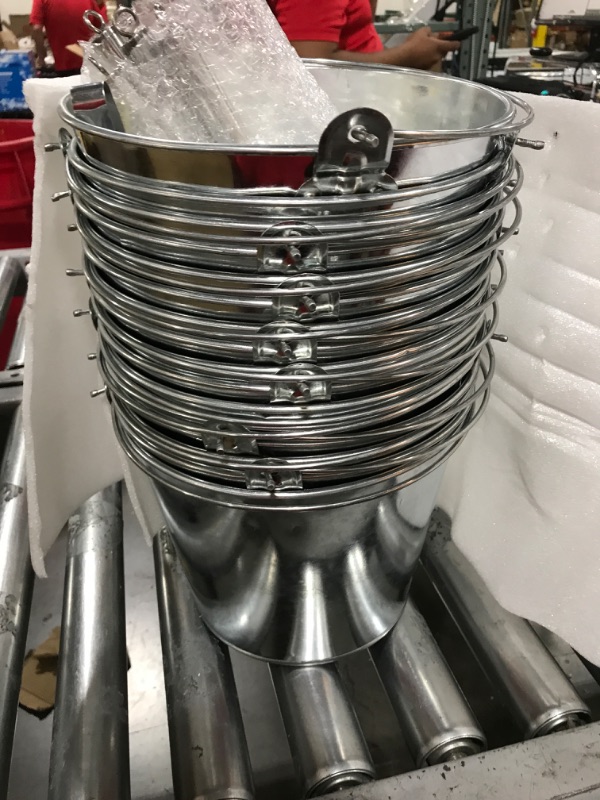 Photo 2 of 12 Pcs Galvanized Steel Pail 5 Quart 6.8 x 9.3 x 7.1'' Metal Beer Bucket with Handle 2 Pcs 9'' Food Scoop Stainless Steel Ice Scooper Heavy Duty Ice Shovel 2 Pcs 5.9'' Mini Tongs for Kitchen Bar Party
