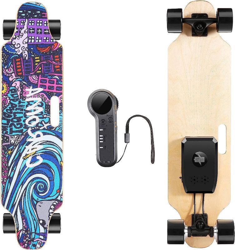 Photo 1 of CAROMA 700W Electric Skateboard for Adults Teens, 36" Maple Electric Longboard with Remote, 18.6 MPH Top Speed, 12 Miles Max Range, 220lbs Max Load E Skateboard
