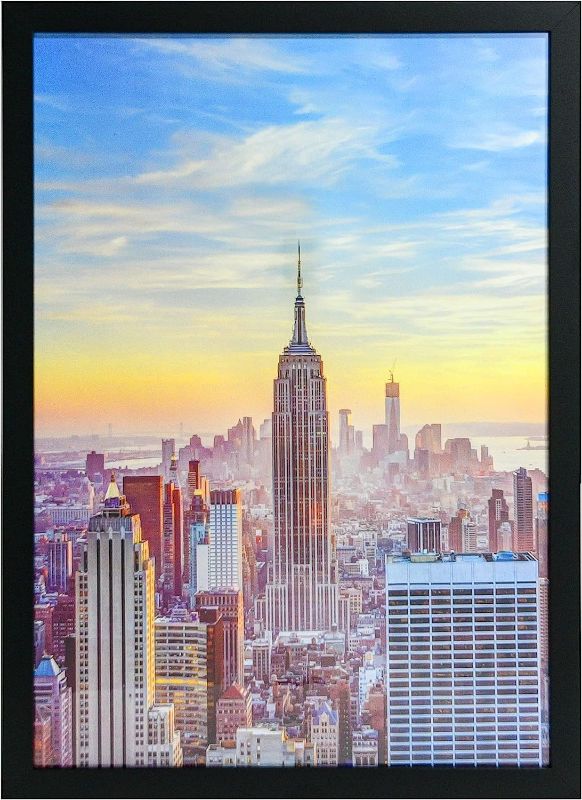 Photo 1 of 17x25 Black Modern Picture or Poster Frame, 1 inch Wide Border, Smooth Wrap Finish, Acrylic Front