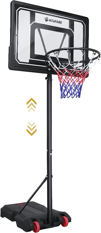 Photo 1 of Basketball Hoop Outdoor for Kids Portable Adjustable Basketball Goal System, 5.5-7FT Height Adjustable, 33.5" Backboard &15" Rim, Kids Basketball Hoop Indoor Outdoor
