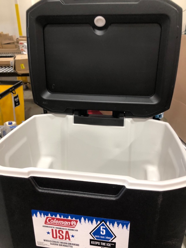 Photo 3 of (INCOMPLETE)---------Coleman Rolling Cooler | 50 Quart Xtreme 5 Day Cooler with Wheels | Wheeled Hard Cooler Keeps Ice Up to 5 Days, Black---------------MISSING WHEELS