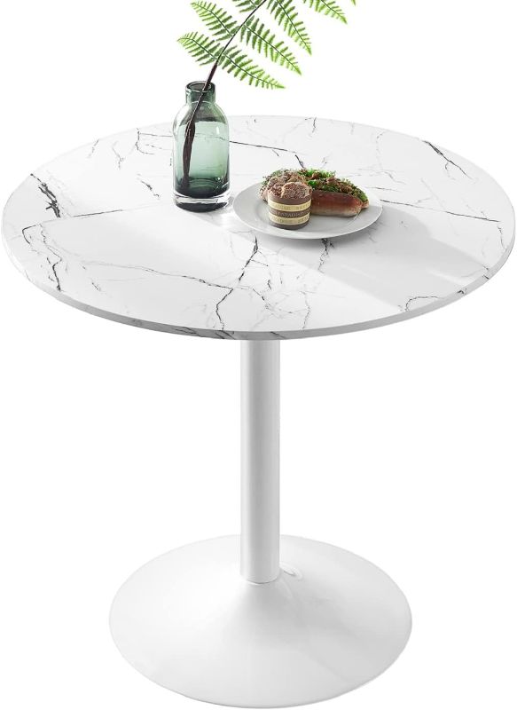 Photo 1 of  Round Dining Table with Faux Marble Top and Pedestal Base 