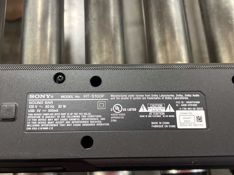 Photo 1 of Sony S100F 2.0ch Soundbar with Bass Reflex Speaker, Integrated Tweeter and Bluetooth, (HTS100F), easy setup, compact, home office use with clear sound black
