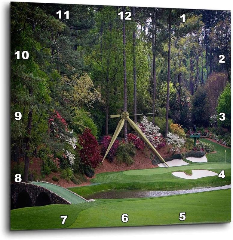 Photo 1 of 3dRose Augustas Amen Corner Golf Course - Golfers on Bridge - Wall Clock, 10 by 10-Inch (DPP_131410_1)