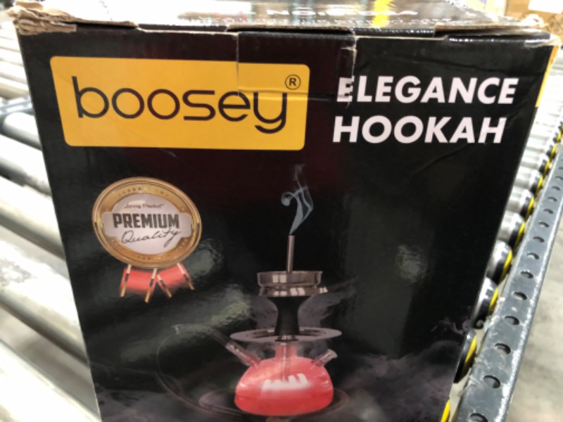 Photo 4 of BOOSEY Elegance Hookah Set with Acrylic Base, LED Lights, Remote Control, Silicone Bowl, Hose, Charcoal Tongs | Shisha, Nargile, Hookah, Nargila