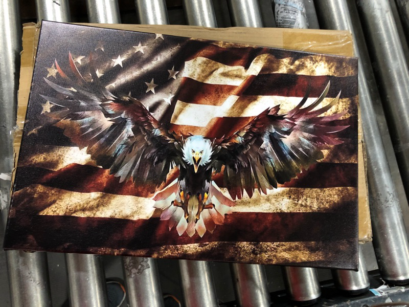 Photo 2 of Wooden American Flag Wall Decor Eagle Decor American Flag Wall Art Army Decor Patriots Poster Military Posters American Flag Art American Flag Picture for Living Room Bedroom Decor (12''Hx18''W) Art-24 12'' x 18''