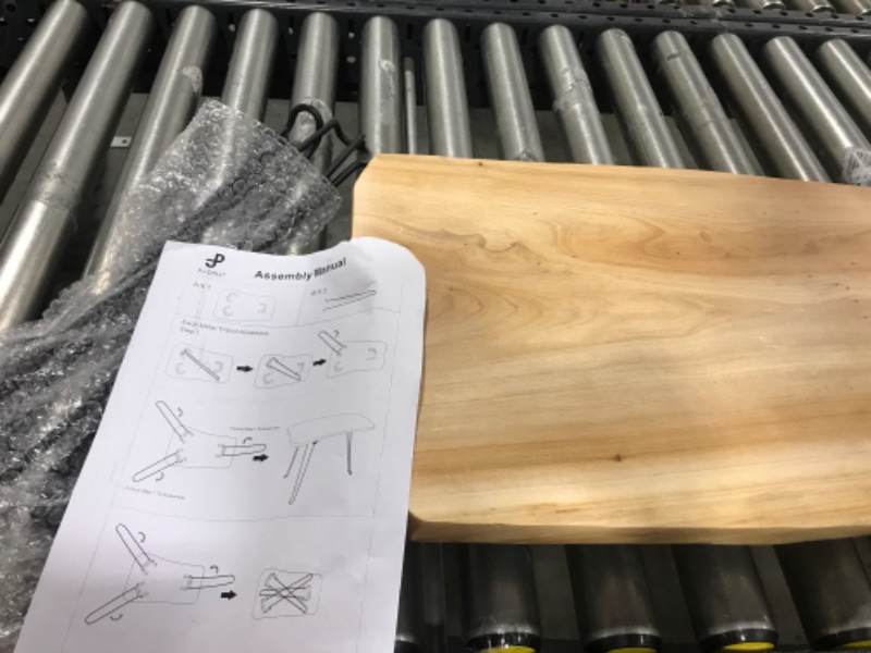 Photo 1 of [PJ Collection] Live Edge Foldable Table, Natural Fir Root Table Top, Foldable Table Legs, Lightweight Table, No Tool Assembly,
