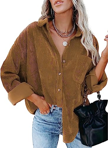 Photo 1 of EVALESS Womens Corduroy Shacket Jacket Button Down Shirts Casual Long Sleeve Tops with Pocket https://a.co/d/4jOshXn