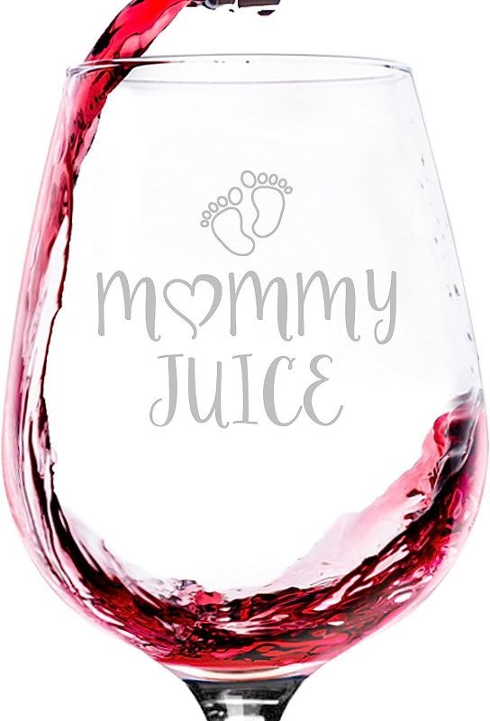 Photo 1 of Mommy Juice Funny Wine Glass - Great First Mothers Day Gifts for New Mom, Daughter, Wife from Husband - Best Gifts for Mom, Women - Fun Novelty Gag Birthday Present Idea for Sister, Friends, Her 