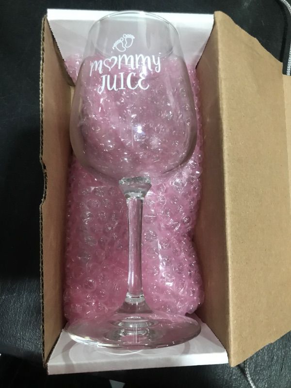 Photo 2 of Mommy Juice Funny Wine Glass - Great First Mothers Day Gifts for New Mom, Daughter, Wife from Husband - Best Gifts for Mom, Women - Fun Novelty Gag Birthday Present Idea for Sister, Friends, Her 