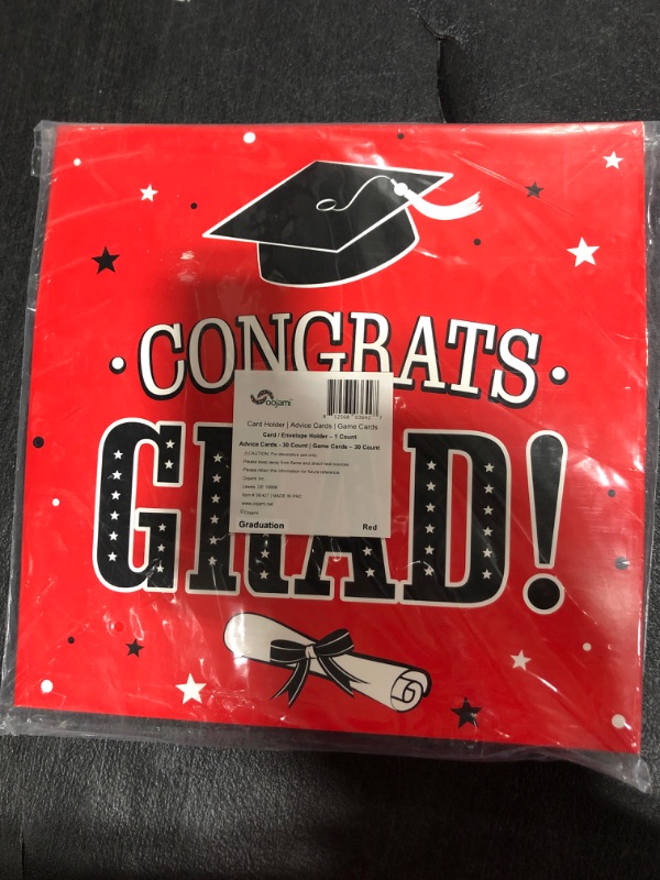 Photo 3 of Oojami 3-in-1 Graduation Party Decorations Box Card Box Includes Advice cards and Graduation Party Game Cards - Who Knows The Graduate Best Ideal for 2023 Graduate Supplies (Red)