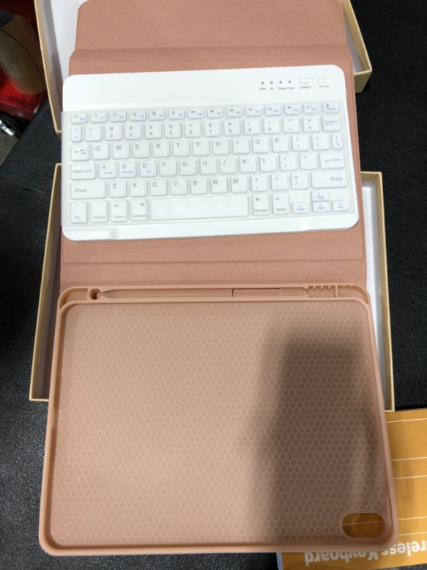 Photo 1 of Keyboard Case for iPad Air 5th Generation 2022/ iPad Air 4th Gen 2020/iPad Pro 11 Inch 2018, 10.9 inch Case with Pencil Holder, Detachable Bluetooth Keyboard Smart Tablet Case for iPad Air 5th/4th Gen Light Champagne