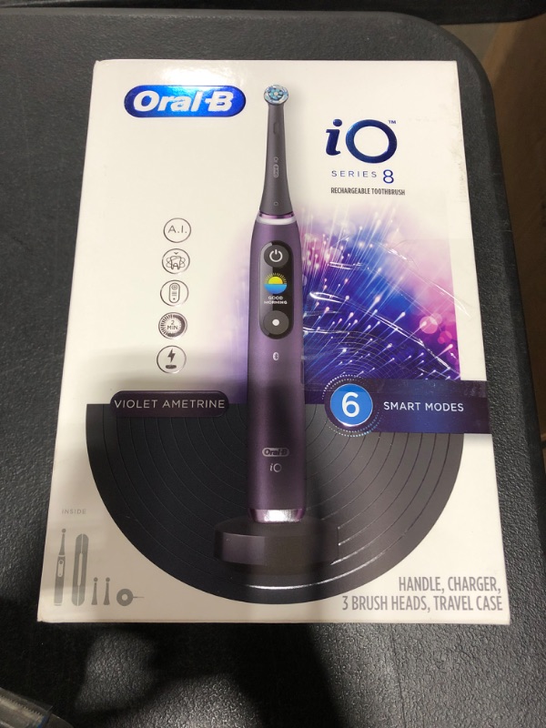 Photo 4 of Oral-B iO Series 8 Electric Toothbrush with 2 Replacement Brush Heads, Violet Ametrine iO8 Power Handle Violetametrine