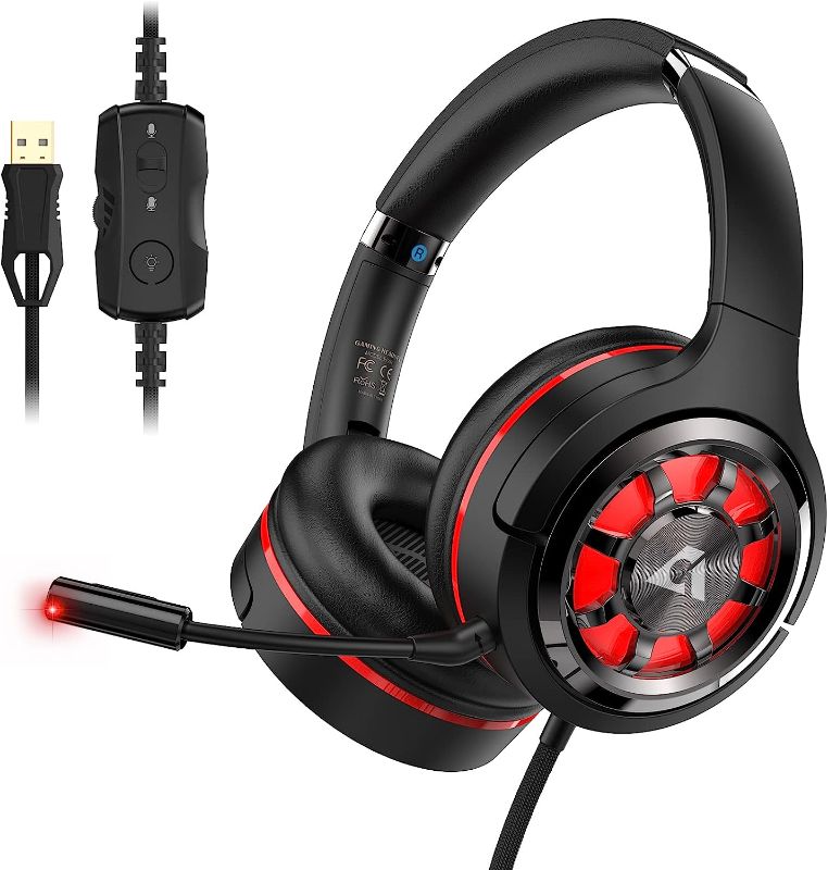 Photo 1 of Ankbit Gaming PC Headsets, Stereo Headphones for PS4/PS5, Wired Computer Headsets Noise Cancelling with Mic & Led Light- EG03 Black 