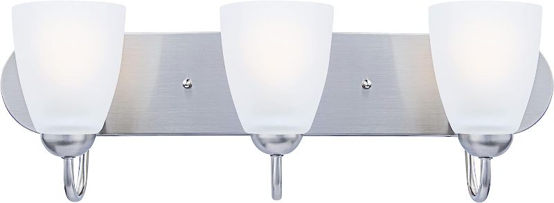 Photo 1 of 3-Light Bathroom Vanity Light Fixture, Modern Nickel Bathroom Vanity Lights, Modern Vanity Lights with White Glass Shade, Wall Sconces Lighting for Bathroom, Living Room, Bedroom, Hallway(E26 Base) 