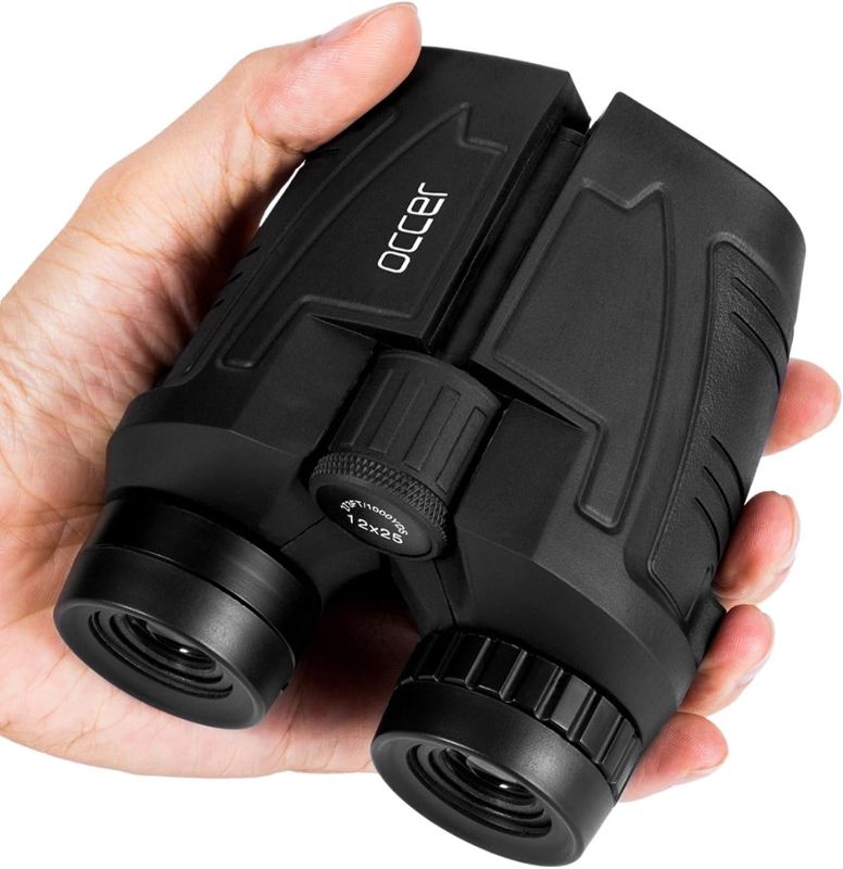 Photo 1 of 12x25 Compact Binoculars with Clear Low Light Vision, Large Eyepiece Waterproof Binocular for Adults Kids,High Power Easy Focus Binoculars for Bird Watching,Outdoor Hunting,Travel,Sightseeing 