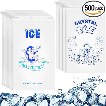 Photo 1 of 500 Pcs Plastic Ice Drawstring Bags, 250 Pcs 21 x 12 Inch 10 lb Heavy Duty Ice Storage Bag, 250 Pcs 19 x 11 Inch 8 lb Clear Reusable Ice Storage Bags for Ice Machine Ice Summer, Freezer Keeper