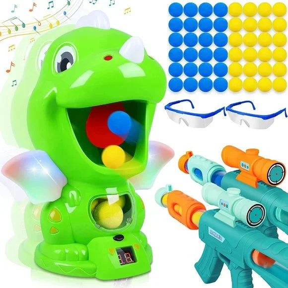 Photo 1 of Dinosaur Toys Shooting Target Toy Gun for Kids-Air Pump Shooting Game with 36 Foam Balls,Electronic Target Practice Party Toys with Score Record,Sound and LED,Gifts for 5 6 7 8 9 Years Old Boys Girls