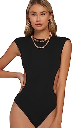 Photo 1 of Milumia Women XS Sleeveless Crew Neck Bodysuit Cut Out Side Unitard Romper Jumpsuit 