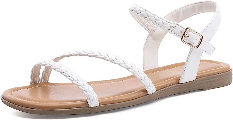 Photo 1 of CentroPoint Women's 6 Braided Flat Sandals Fashion Flip Flop Shoes Roman Gladiator Slip On Summer Flats 