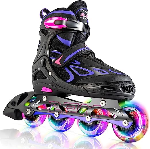 Photo 1 of 2PM SPORTS Vinal Girls Adjustable Flashing Inline Skates, All Wheels Light Up, Fun Illuminating Skates for Kids and Men SIZE 7