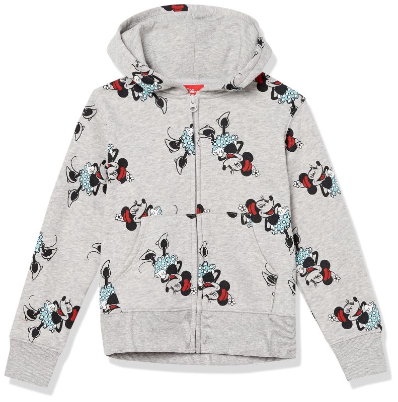 Photo 1 of Amazon Essentials Disney | Marvel | Star Wars | Princess Girls and Toddlers' Fleece Zip-Up Hoodie Sweatshirts Large Minnie Icons