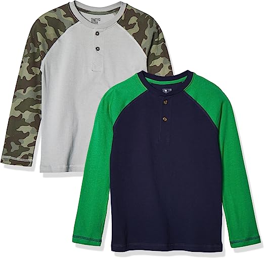 Photo 1 of Amazon Essentials Boys and Toddlers' Long-Sleeve Henley T-Shirts (Previously Spotted Zebra), Multipacks 