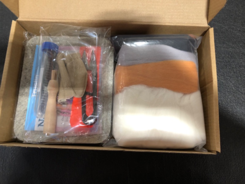 Photo 1 of 10 Pieces Needle Felting Kit for Beginner Starter with Instructions Doll Making Manual Felting Foam Mat and DIY Needle Felting Supplies for Children's Day Festival Crafts