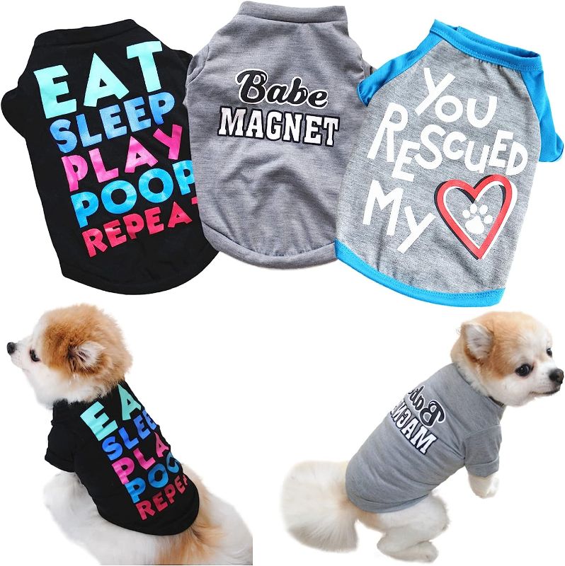 Photo 1 of 5 Pack Dog Clothes for Small Dogs Boy Yorkie Chihuahua Shih Tzu Cute Puppy Clothes Soft Breathable Dog Shirts Pet Clothing Male Doggy Cat T-Shirts Apparel Costume HOLIDAY