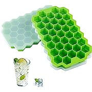 Photo 1 of 2 PCS Premium Ice Cube Trays, AUSSUA Silicone Ice Cube Molds with Sealing Lid, 74-Ice Trays, Reusable, Safe Hexagonal Ice Cube Molds, for Chilled Drinks, Whiskey, Cocktail, Food

