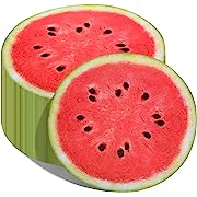 Photo 1 of 200 Pieces Disposal Paper Place Mats 13 x 13 Inch Red Watermelons Slices Round Paper Placemats Palm Leaf Flower Fruit Table Mat Setting for Spring Summer Dinner Table Party Decoration (Watermelon)

